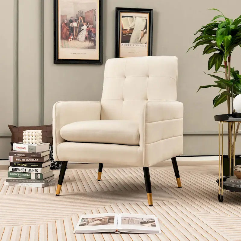 Linen Fabric Accent Chair Modern Single Sofa Chair