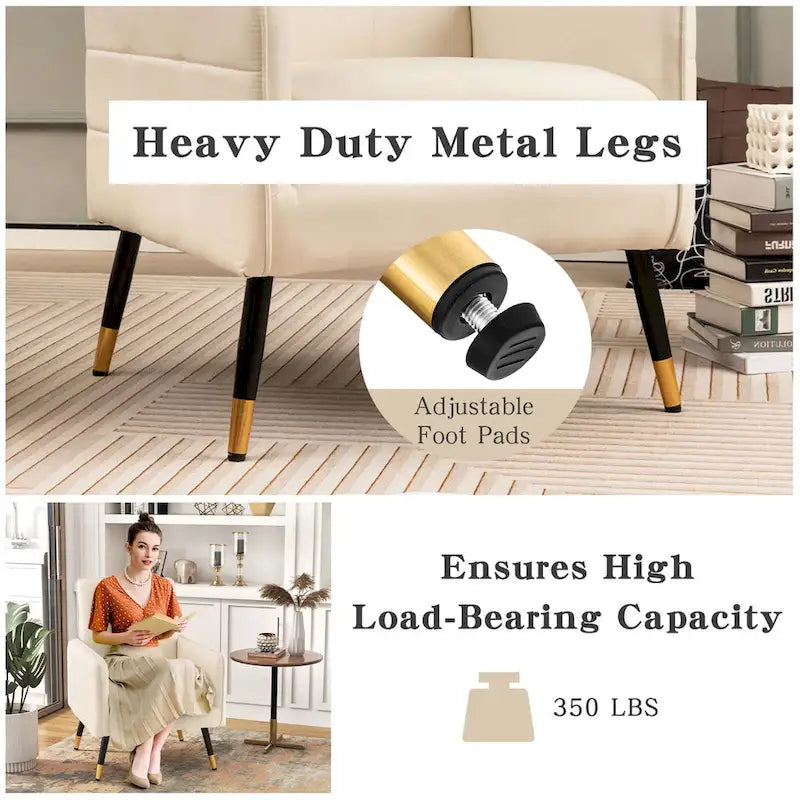 Linen Fabric Accent Chair Modern Single Sofa Chair