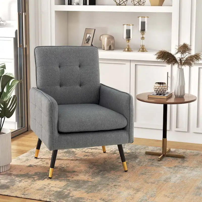 Linen Fabric Accent Chair Modern Single Sofa Chair