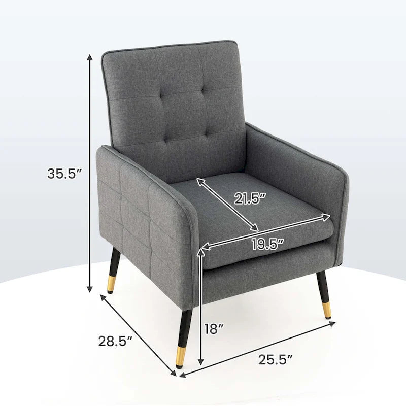 Linen Fabric Accent Chair Modern Single Sofa Chair