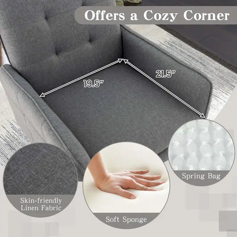 Linen Fabric Accent Chair Modern Single Sofa Chair