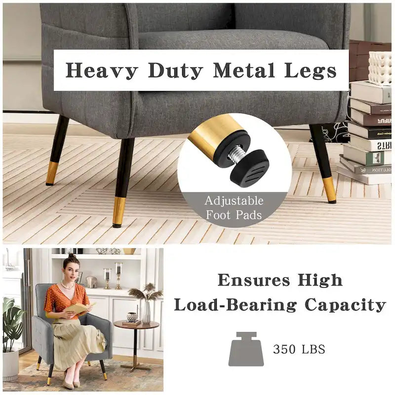 Linen Fabric Accent Chair Modern Single Sofa Chair