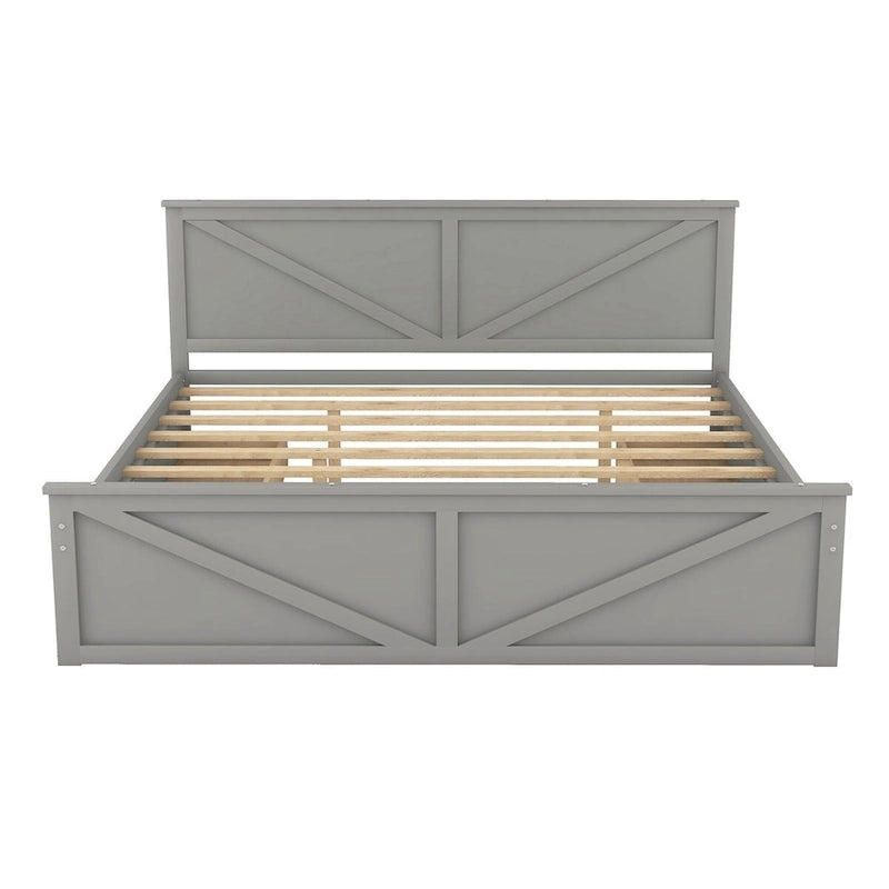 Wooden Platform Bed with Four Storage Drawers and Support Legs