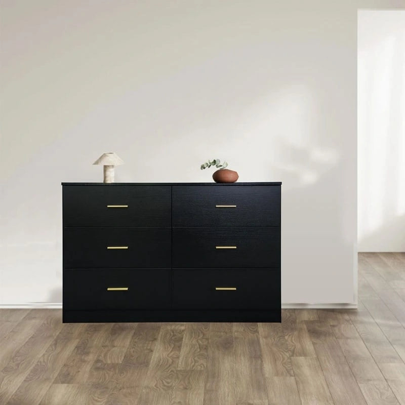Modern 6-Drawer Dresser for Bedroom - Ample Storage Wide Chest of Drawers, Sturdy & Safe