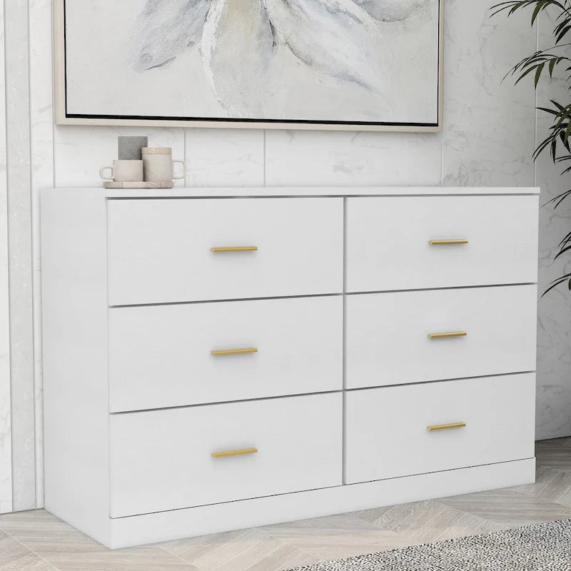 Modern 6-Drawer Dresser for Bedroom - Ample Storage Wide Chest of Drawers, Sturdy & Safe
