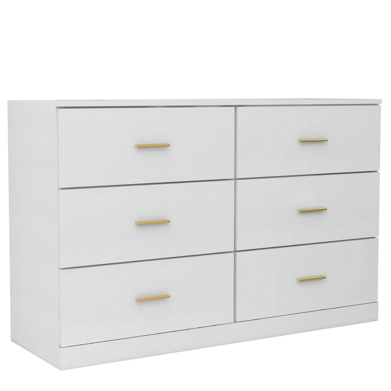 Modern 6-Drawer Dresser for Bedroom - Ample Storage Wide Chest of Drawers, Sturdy & Safe