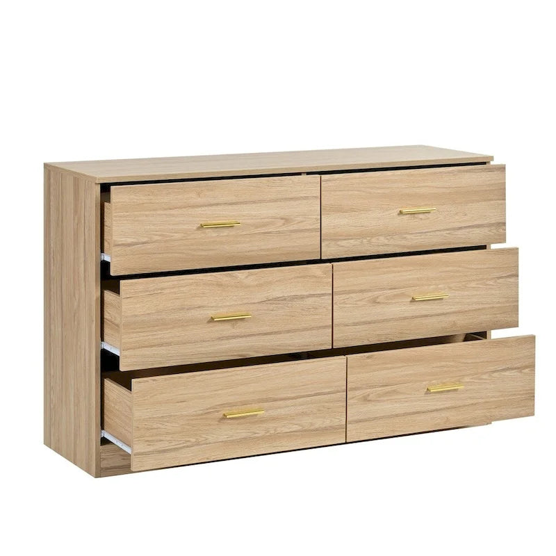 Modern 6-Drawer Dresser for Bedroom - Ample Storage Wide Chest of Drawers, Sturdy & Safe
