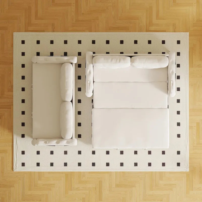 Queen Pull Out Sofa Bed with Storage and 2 Soft Pillows