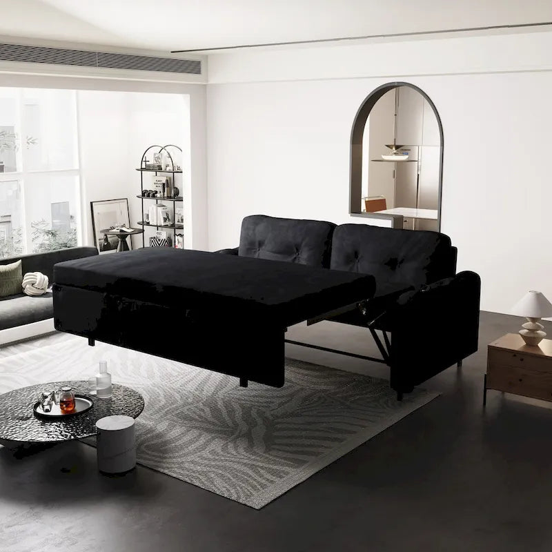 Queen Pull Out Sofa Bed with Storage and 2 Soft Pillows