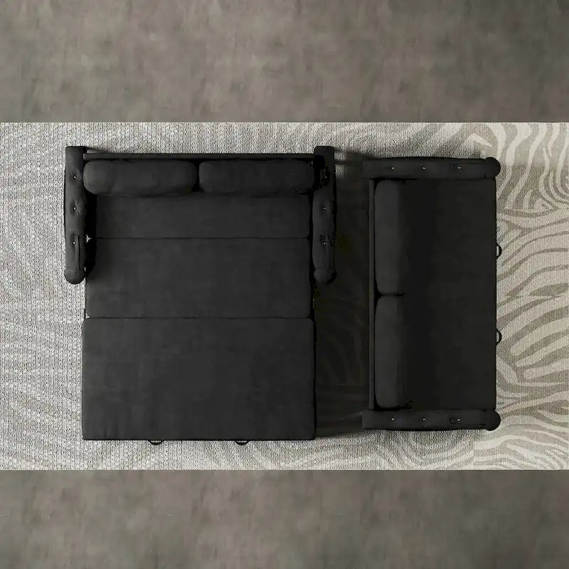 Queen Pull Out Sofa Bed with Storage and 2 Soft Pillows