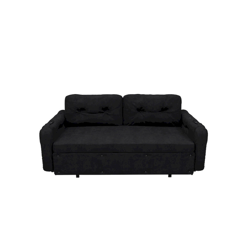 Queen Pull Out Sofa Bed with Storage and 2 Soft Pillows