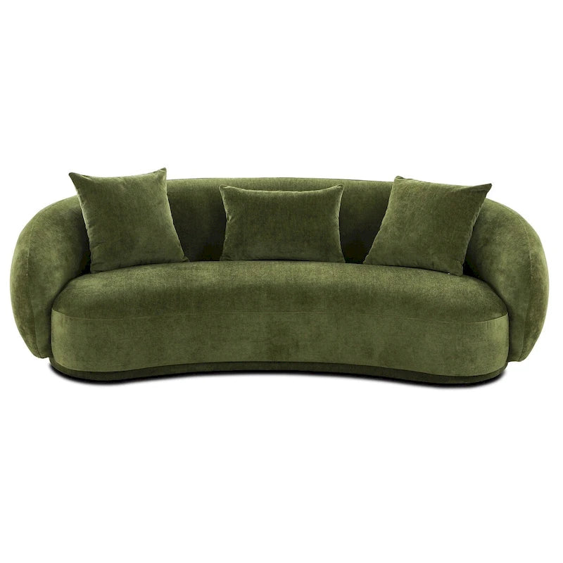 Geschwungenes Samt- und Bouclé-Sofa