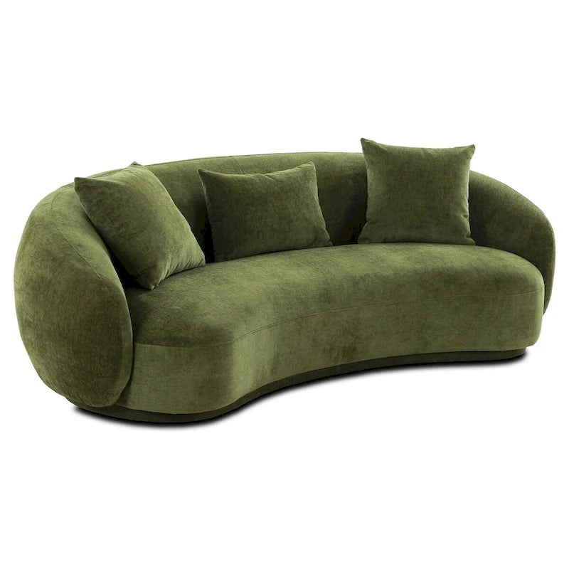 Curved Velvet & Boucle Sofa