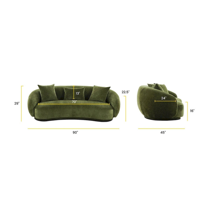 Geschwungenes Samt- und Bouclé-Sofa