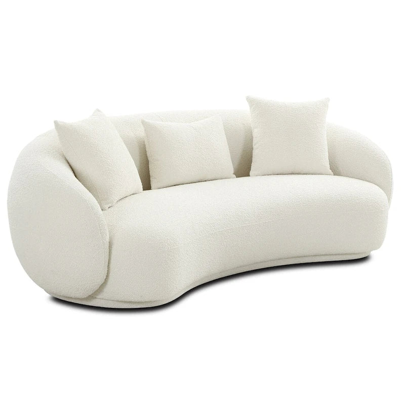Geschwungenes Samt- und Bouclé-Sofa