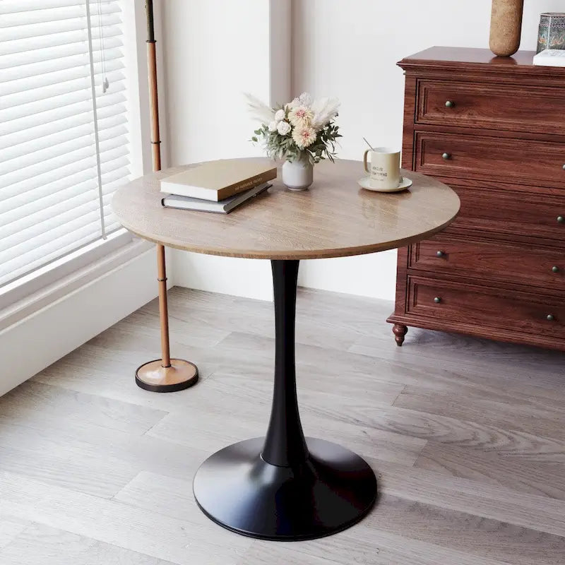 Tavolo da pranzo rotondo, tavolo Tulip da 31.5 per cucina, da pranzo per 2-4 persone con piano in MDF e base a piedistallo, tavolino laterale