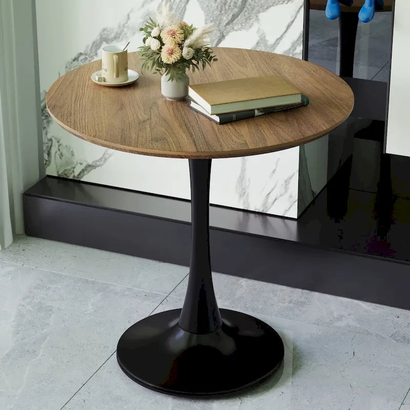 Tavolo da pranzo rotondo, tavolo Tulip da 31.5 per cucina, da pranzo per 2-4 persone con piano in MDF e base a piedistallo, tavolino laterale