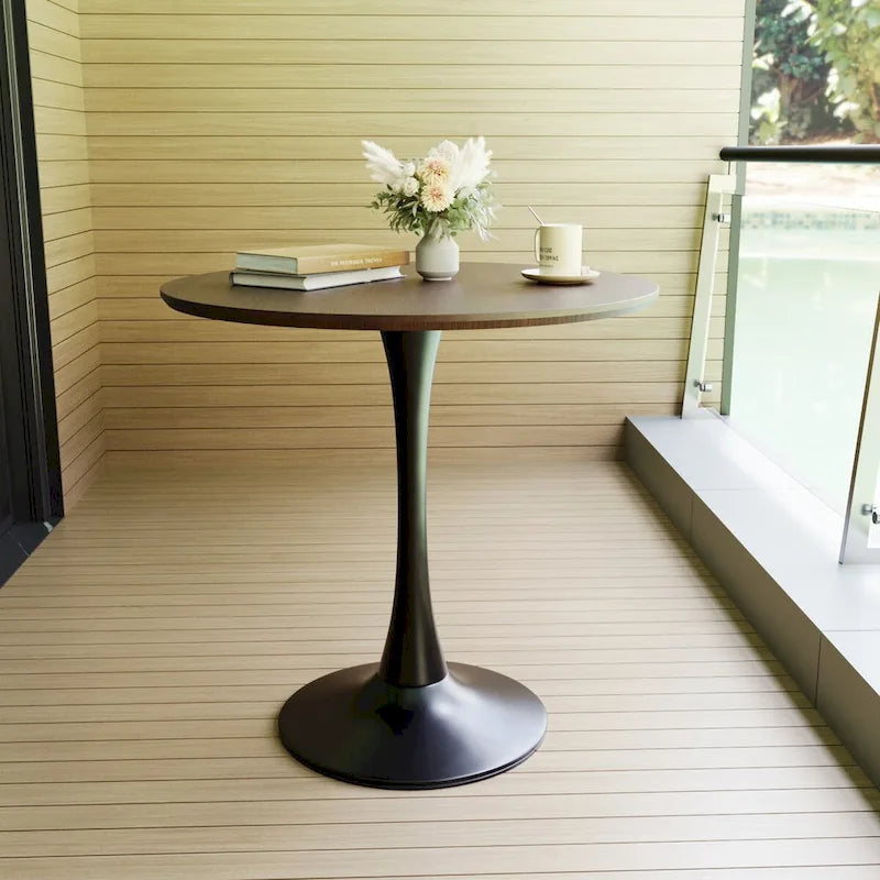 Tavolo da pranzo rotondo, tavolo Tulip da 31.5 per cucina, da pranzo per 2-4 persone con piano in MDF e base a piedistallo, tavolino laterale