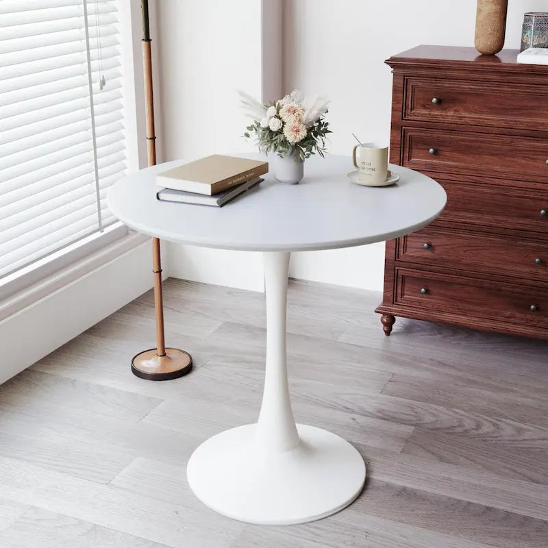 Tavolo da pranzo rotondo, tavolo Tulip da 31.5 per cucina, da pranzo per 2-4 persone con piano in MDF e base a piedistallo, tavolino laterale