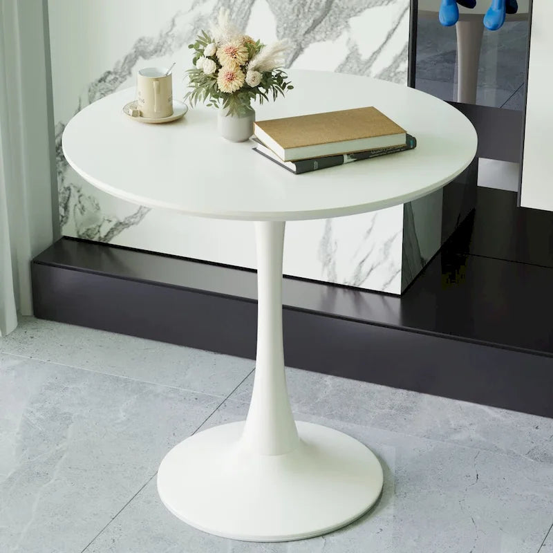 Tavolo da pranzo rotondo, tavolo Tulip da 31.5 per cucina, da pranzo per 2-4 persone con piano in MDF e base a piedistallo, tavolino laterale