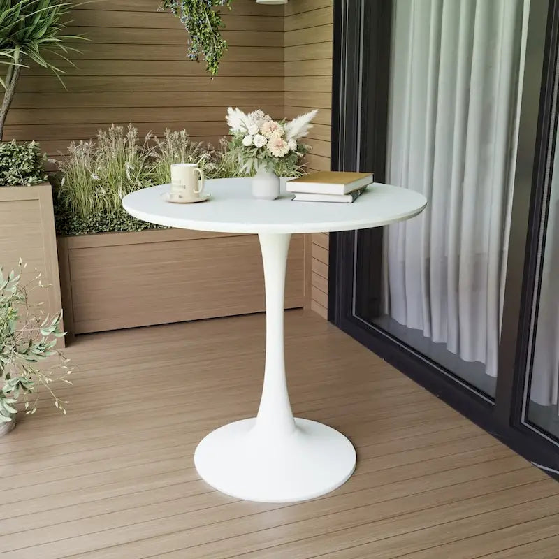 Tavolo da pranzo rotondo, tavolo Tulip da 31.5 per cucina, da pranzo per 2-4 persone con piano in MDF e base a piedistallo, tavolino laterale