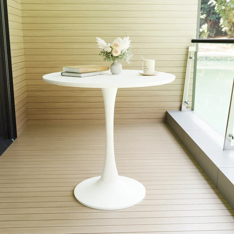 Tavolo da pranzo rotondo, tavolo Tulip da 31.5 per cucina, da pranzo per 2-4 persone con piano in MDF e base a piedistallo, tavolino laterale