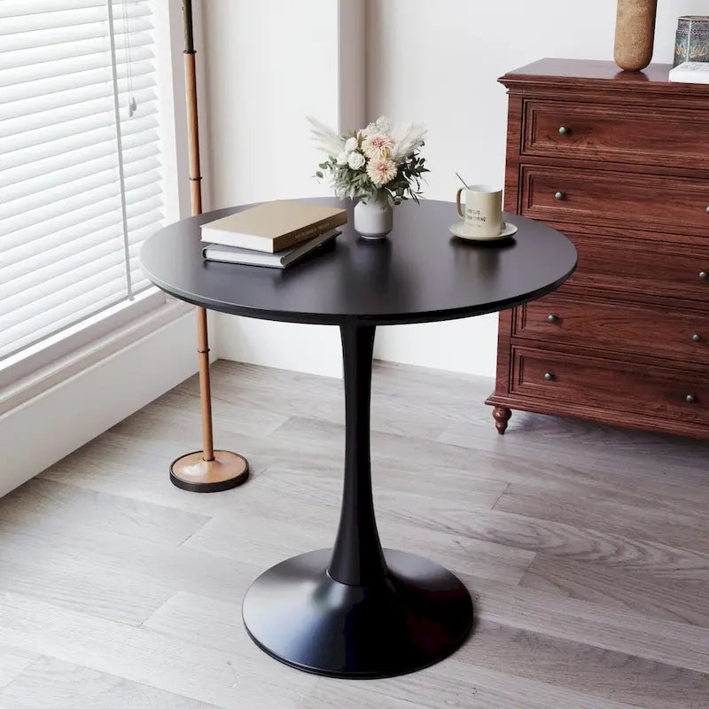 Tavolo da pranzo rotondo, tavolo Tulip da 31.5 per cucina, da pranzo per 2-4 persone con piano in MDF e base a piedistallo, tavolino laterale