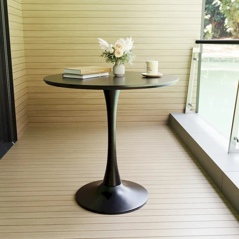 Tavolo da pranzo rotondo, tavolo Tulip da 31.5 per cucina, da pranzo per 2-4 persone con piano in MDF e base a piedistallo, tavolino laterale