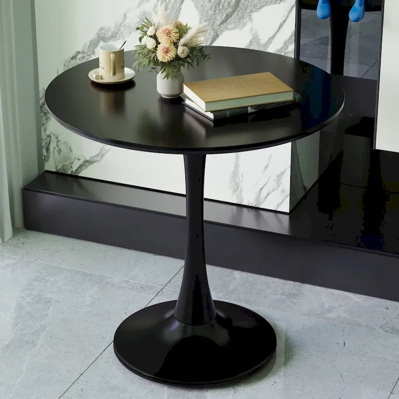 Tavolo da pranzo rotondo, tavolo Tulip da 31.5 per cucina, da pranzo per 2-4 persone con piano in MDF e base a piedistallo, tavolino laterale