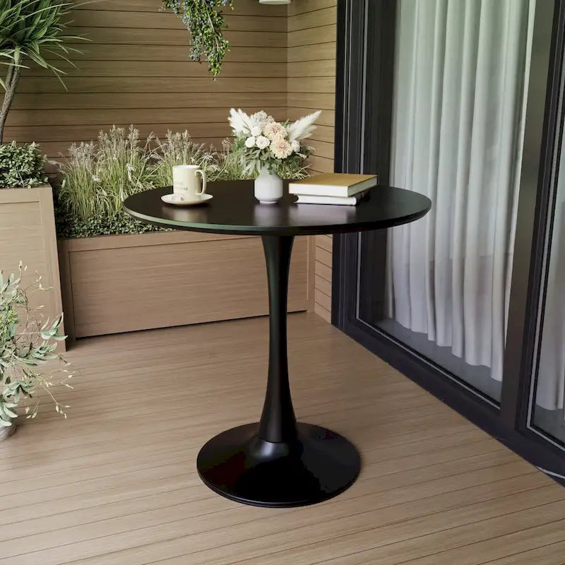 Tavolo da pranzo rotondo, tavolo Tulip da 31.5 per cucina, da pranzo per 2-4 persone con piano in MDF e base a piedistallo, tavolino laterale