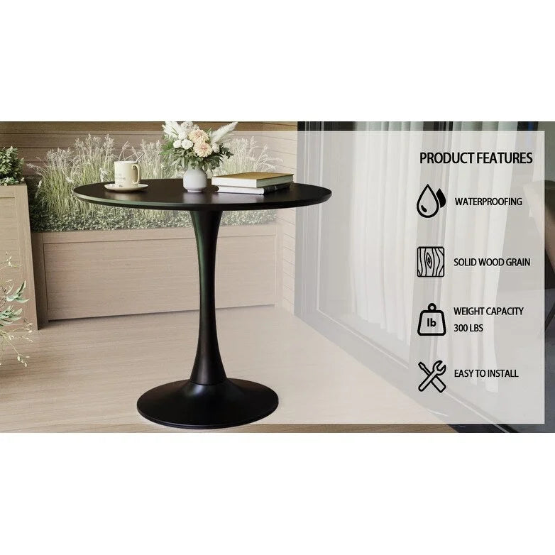 Tavolo da pranzo rotondo, tavolo Tulip da 31.5 per cucina, da pranzo per 2-4 persone con piano in MDF e base a piedistallo, tavolino laterale