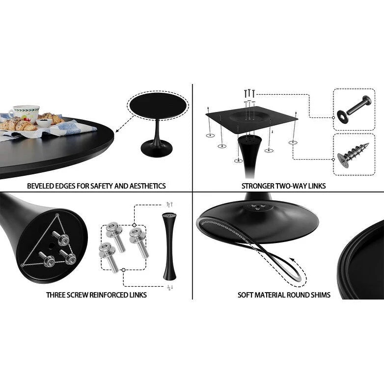 Tavolo da pranzo rotondo, tavolo Tulip da 31.5 per cucina, da pranzo per 2-4 persone con piano in MDF e base a piedistallo, tavolino laterale