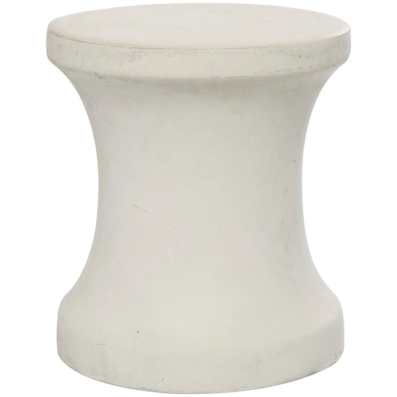 Mesa de apoio exterior em cerâmica Fiberclay com acabamento envelhecido em forma de ampulheta - branca ou preta