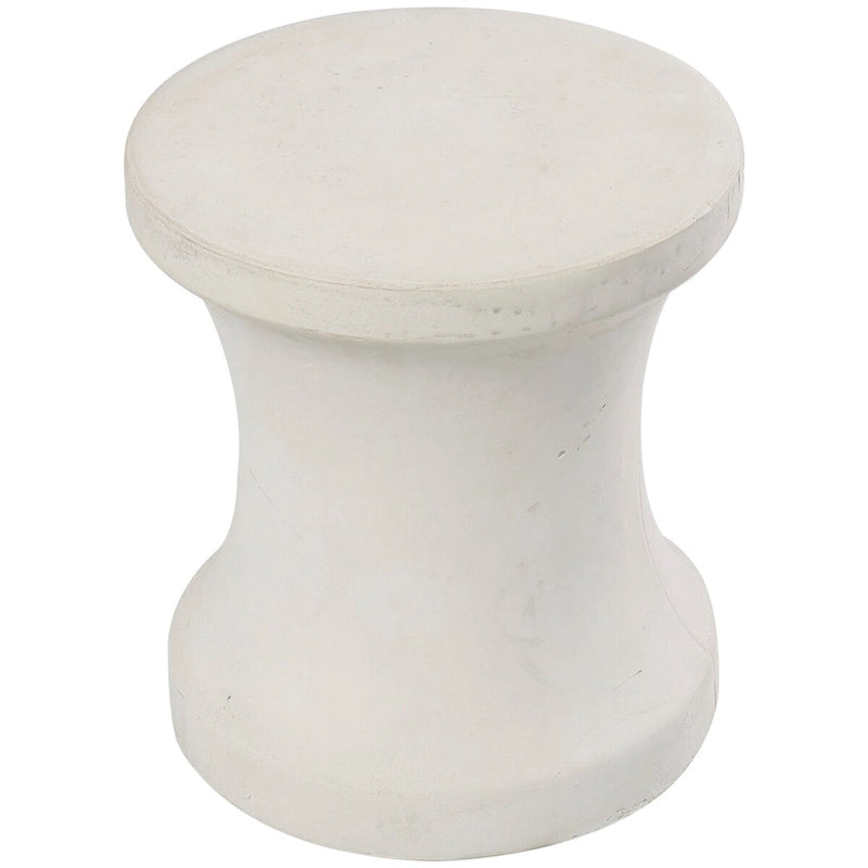 Mesa de apoio exterior em cerâmica Fiberclay com acabamento envelhecido em forma de ampulheta - branca ou preta