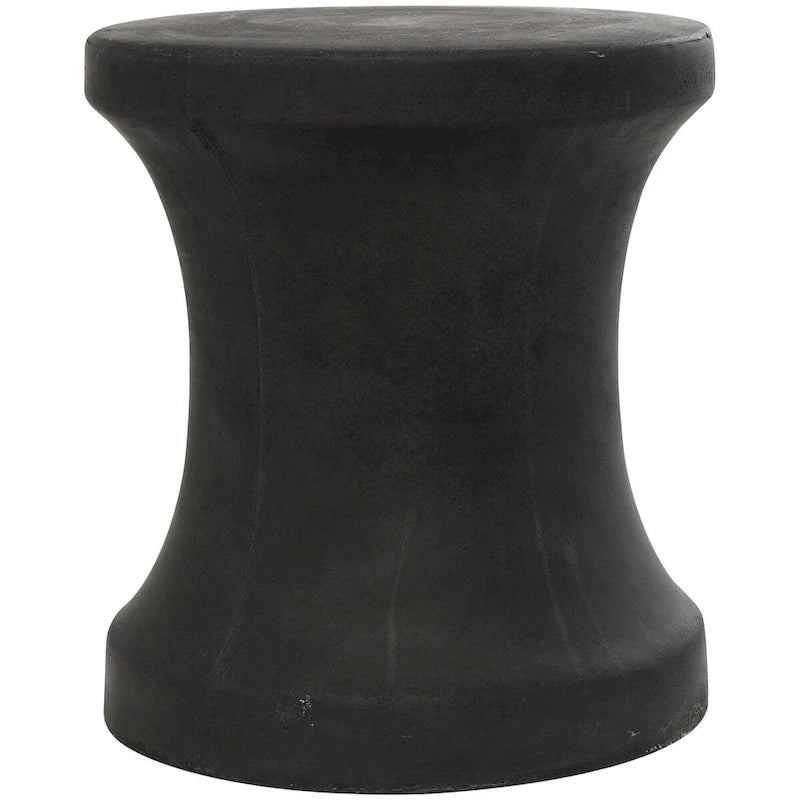 Mesa de apoio exterior em cerâmica Fiberclay com acabamento envelhecido em forma de ampulheta - branca ou preta