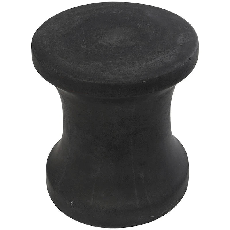 Mesa de apoio exterior em cerâmica Fiberclay com acabamento envelhecido em forma de ampulheta - branca ou preta