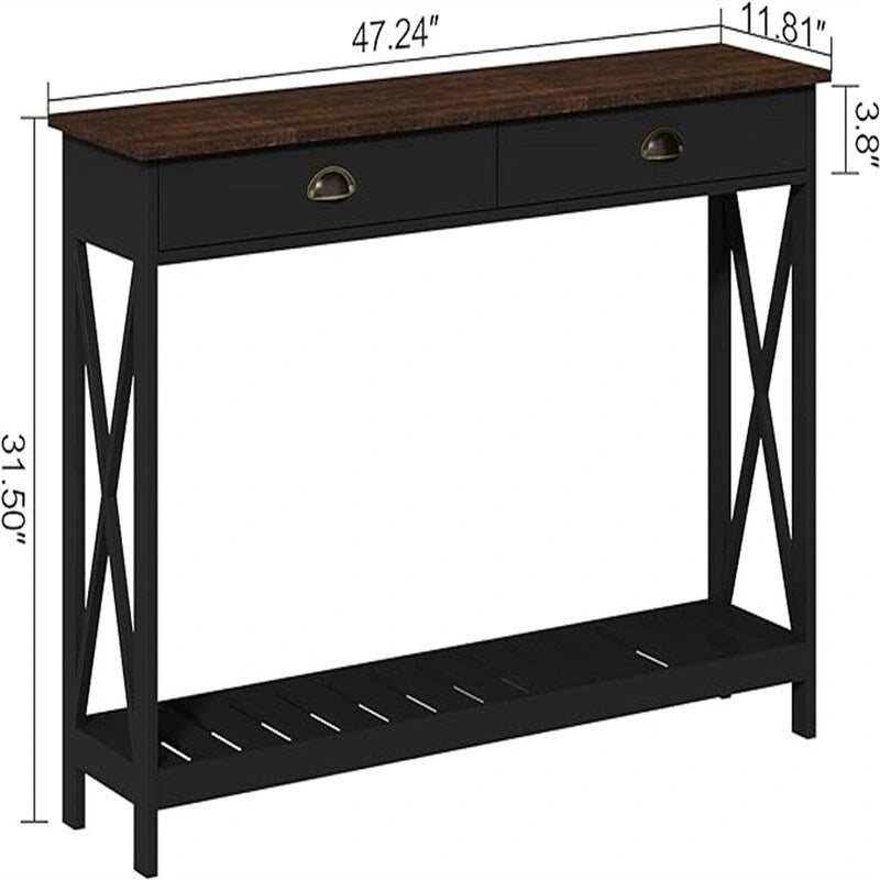 47 Konsolentisch im Landhausstil mit Schublade für den Eingangsbereich - 11.8D x 47.19W x 31.5H