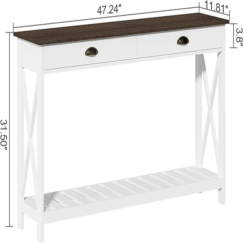 47 Konsolentisch im Landhausstil mit Schublade für den Eingangsbereich - 11.8D x 47.19W x 31.5H